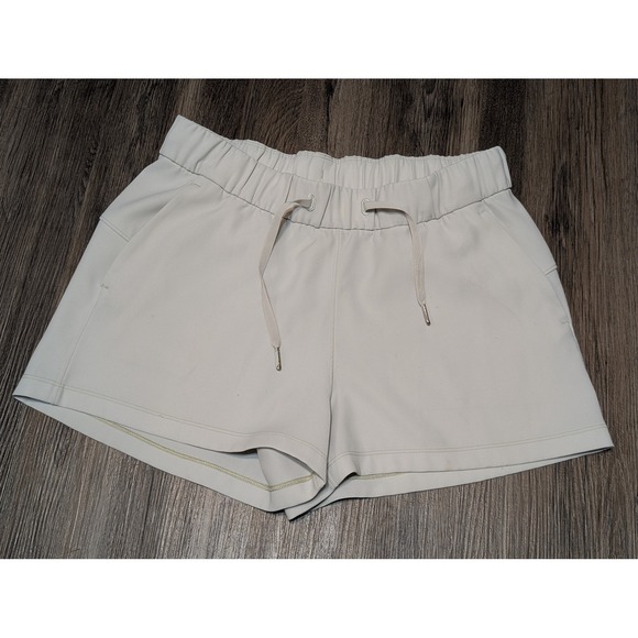 Lululemon Womens Beige Drawstring Cinchable Waist Woven Short Size 8 LW7ARNS - Picture 1 of 4